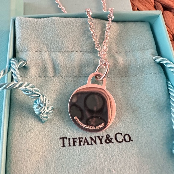 Authentic Tiffany and Co blue enamel boarder charm necklace - Picture 4 of 5